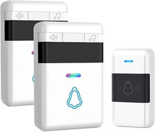 Wireless Doorbell Cordless Mute Mode Operated 2 Pcs - 5 Level Volume
