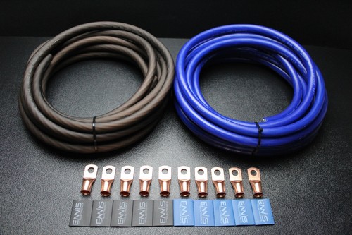 0 GAUGE WIRE 10FT BLUE 10 FT BLACK SUPERFLEX 10PCS COPPER 3/8 RING HEATSHRINK - 第 1/9 張圖片