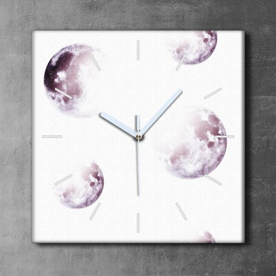 Wandbild Leinwand Bilder mit Uhr 30x30 Mond Mondlicht Interstellar