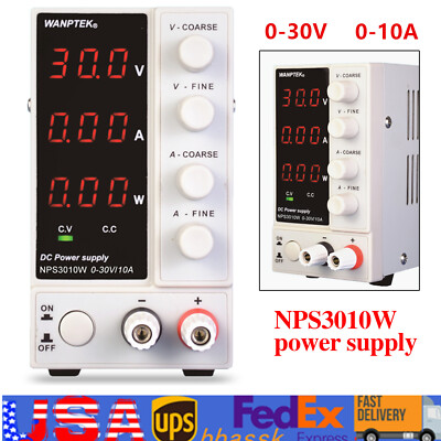 300W 0-10A Lab DC Power Supply Digital Variable Regulated Benchtop Power Source