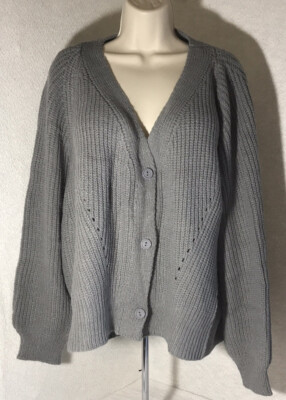 NEW Fashion Xes Goarl Women Gray Cardigan Sweater, Size XL Casual Everyday