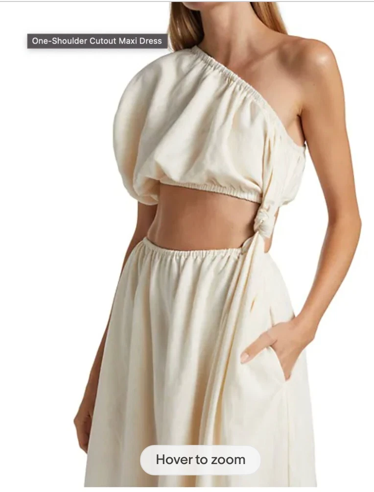 OFF WHITE Maxi abito Farm Rio con una spalla taglia small bianco sporco nuove etichette