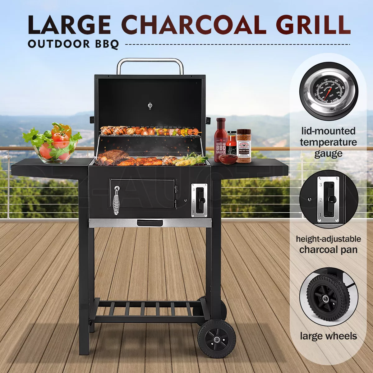 Outdoor bbq clearance trolley