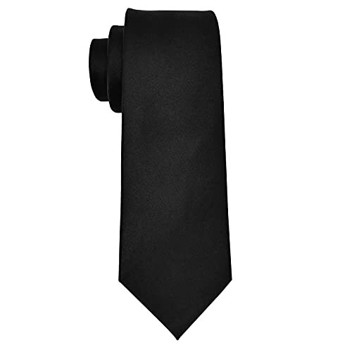 Men's Ties Solid Pure Color Plain Formal Ties For Men Black - Bild 1 von 5