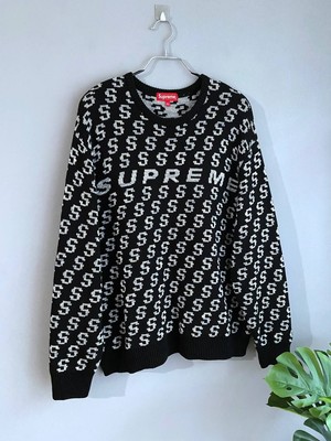 Supreme S Repeat Sweater Knitted Black Multilogo Men