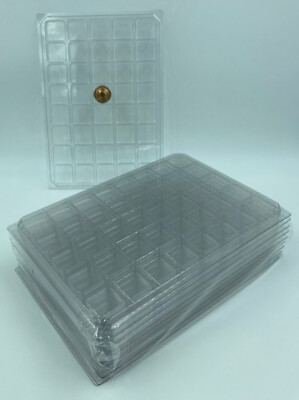 SET 10 BOXEN - TRANSPARENTE TABLETTS OHNE DECKEL FÜR KAPSELN 40 KARIERTE BOXEN!