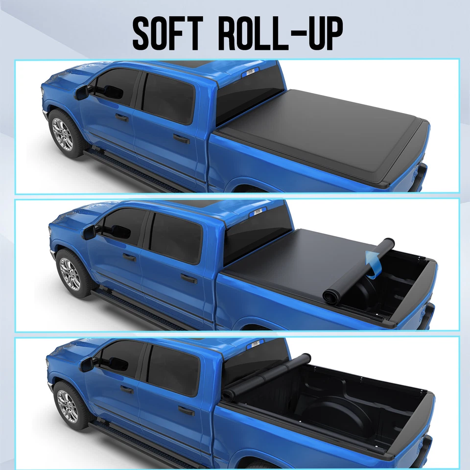 5.5FT Tonneau Cover Roll Up Bed For 2000-2004 Dodge Dakota Fleetside Waterproof Foto 3 de 4