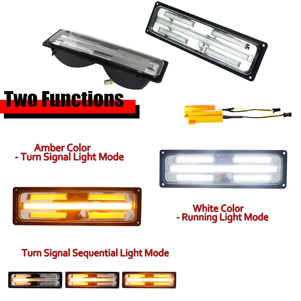 Luces de señal LED DRL transparentes Switchback 88-98 GMC Chevy C/K 1500/2500/3500 camioneta Foto 2 de 4