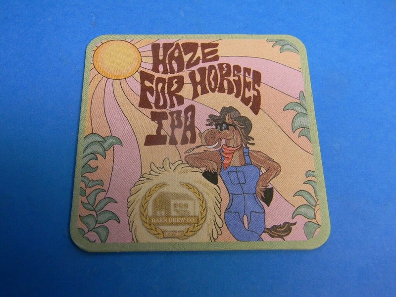 NEW BARN BREW COMPANY BREWING BEER COASTER GROTON CONNECTICUT HAZE FOR HORSES