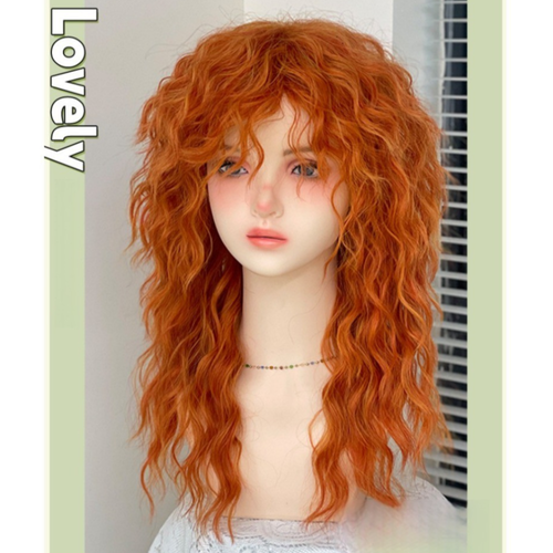 Cosplay Pumpkin Orange Curly Wigs Synthetic Women Layered Wigs Daily Use - Picture 11 of 12