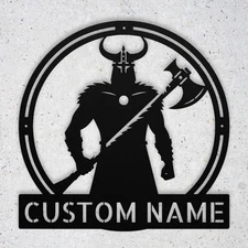 Custom Viking Metal Art Sign Personalized Wall Decor Indoor Outdoor Home Gift