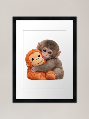 Viral Baby Monkey, Cute Punch the M gerahmtes Wandbild Poster Leinwanddruck Bild