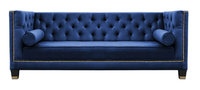 Chesterfield Dreisitzer Stoff Wohnzimmer Blau Design Couchen Polster Sofa Sofas