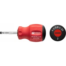 PB Swiss Tools PB 8135.2-30 Slotted Swiss Grip Stubby Screwdrivers, SL - 2.5 mm