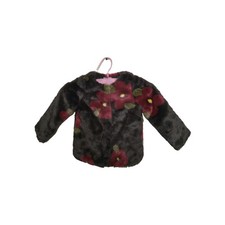 Genuine Kids From Oshkosh Girls Jacket Button Up Gray with Flower Design