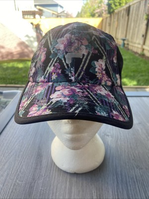Fila Sport Floral Dad Hat Baseball Cap Strapback Black Flowers Hawaiian 6 Panel