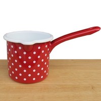 Riess Emaille Schnabeltopf Mit Stiel Rot 0,75 L PüNktchen Milchtopf Punkte