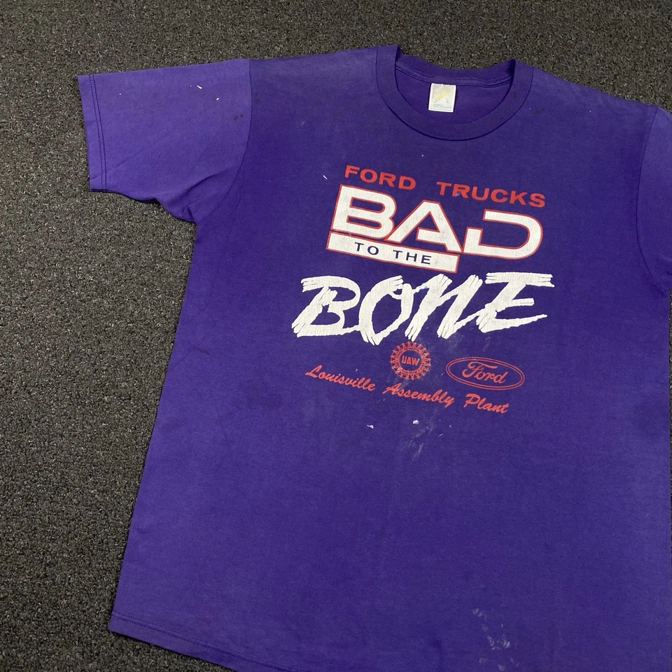 Camiseta Ford Vintage Años 90 Talla L Púrpura Louisville Equipo de Montaje Bad To The Bone Foto 2 de 4