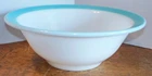 8.75” Corning Aqua Teal Blue Band Milk Glass Vegetable Restaurant Ware Bowl