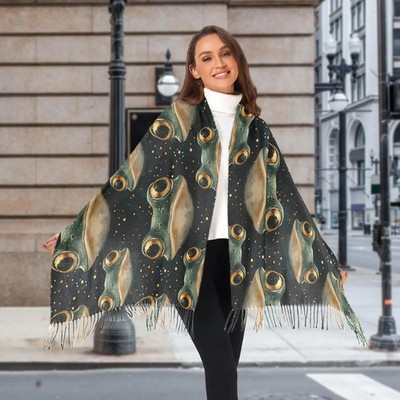 Women's Scarves Winter Scarf Cashmere Feel Pashmina Shawls Wraps Frog Pattern So