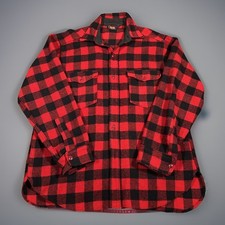 Vintage 1950s Woolrich Shirt Mens Large Red Black Buffalo Plaid Wool Flannel