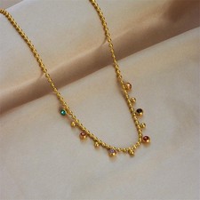 316l Stainless Steel Multicolor Crystal Zircon Necklace Women Fashion Jewelry
