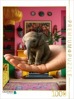 Calvendo Puzzle Elephant On The Hand | 1000 Pieces, Finished Size 25.2 × 18.9 In