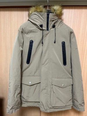 Schott N-3B Fur Hoodie SNORKEL Down Jacket Blouson Men Size L Beige Genuine