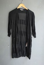 Max Mara Black Silk Cashmere Sheer Open Cardi...