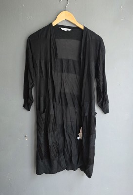 Max Mara schwarze offene Strickjacke Seide Kaschmir transparent UK 8-10 S leichte Lagenlook