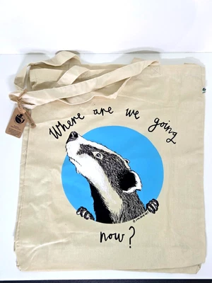JIMBOB ART Jim Bob Art Tote Bag - Where Are We Going Now? Badger