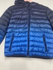Eddie Bauer Kids 14/16 Ombre Colorblock Hooded Puffer Down Jacket Navy Blue