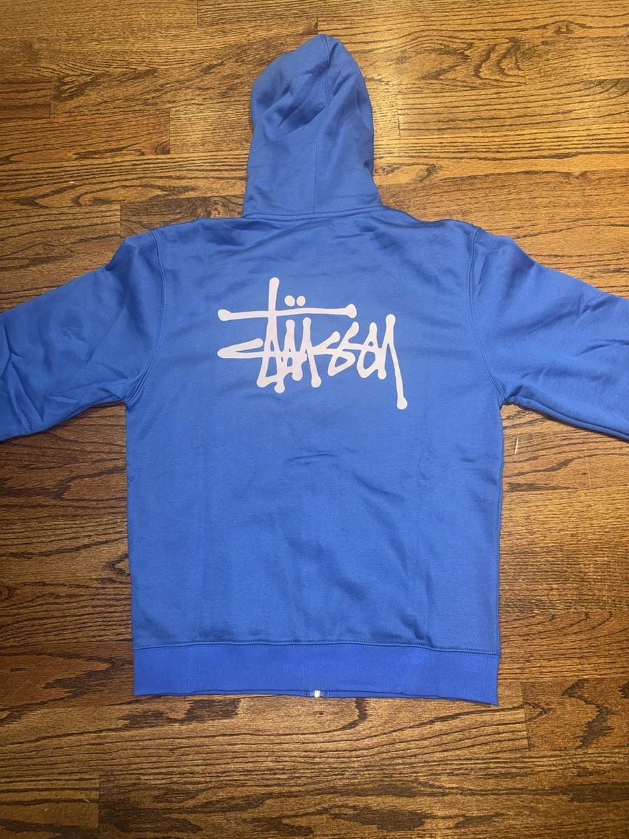 Stussy Basic Zip Hoodie-Blue-Sz Small-Authentic ✓ | eBay