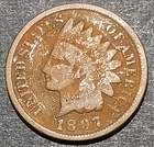 1897 Indian Head Cent Penny Antique 129 Year Old Copper Coin Avg Circ