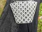 Vintage White Distressed Hanging Metal Woven Wall Pocket Planter Basket — photo 5