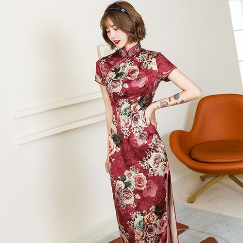 Wearable Art Chinese Classic Long Cheongsam Dress Stylish Women's Wear - Picture 11 of 32