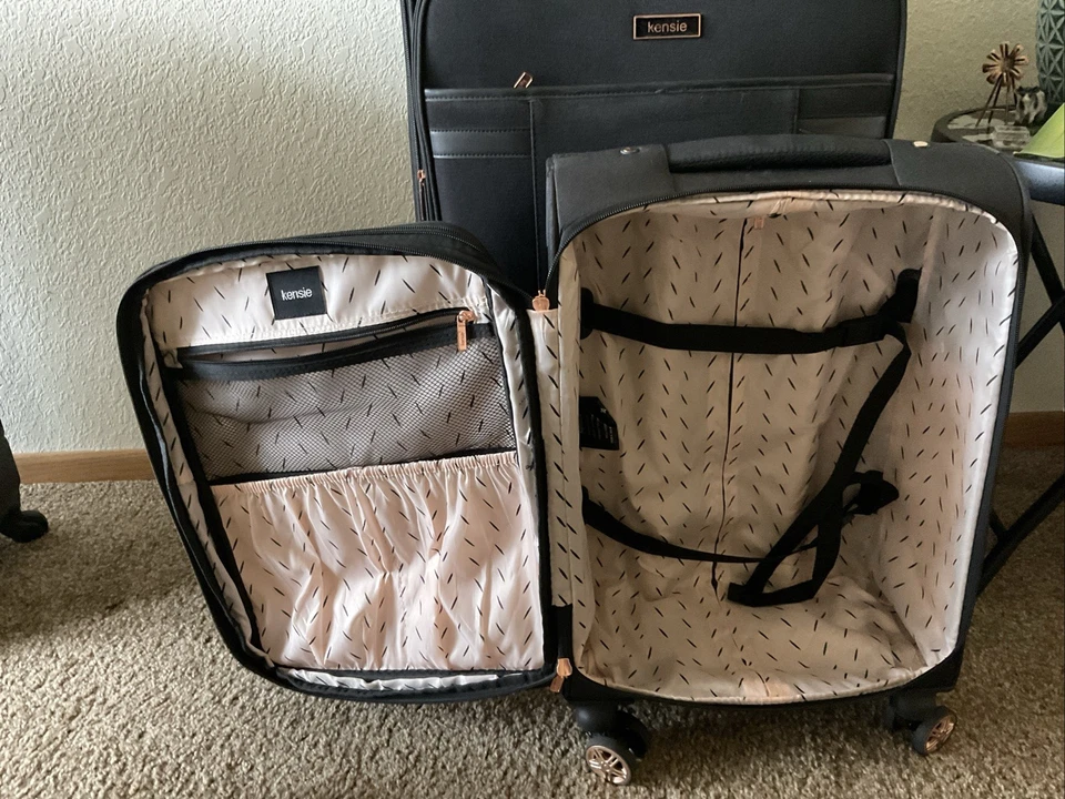 Kensie Hudson Softside Juego de Equipaje Giratorio 3 Piezas, NEGRO Foto 3 de 4