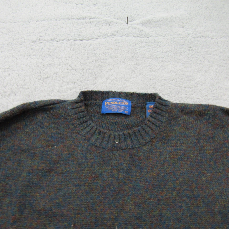 Pendleton Shetland 100% Pure Virgin Wool Sweater Mens XL Heathered Green Brown - Image 2 of 4