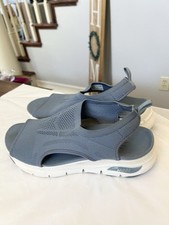 Sandalias planas Skechers Arch Fit de cuña para mujer talla 9 39 azules cómodas para caminar