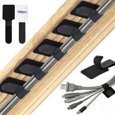 100 Pcs Hook and Loop Cable Ties, Self Adhesive Cable Management Desktop Cabl...