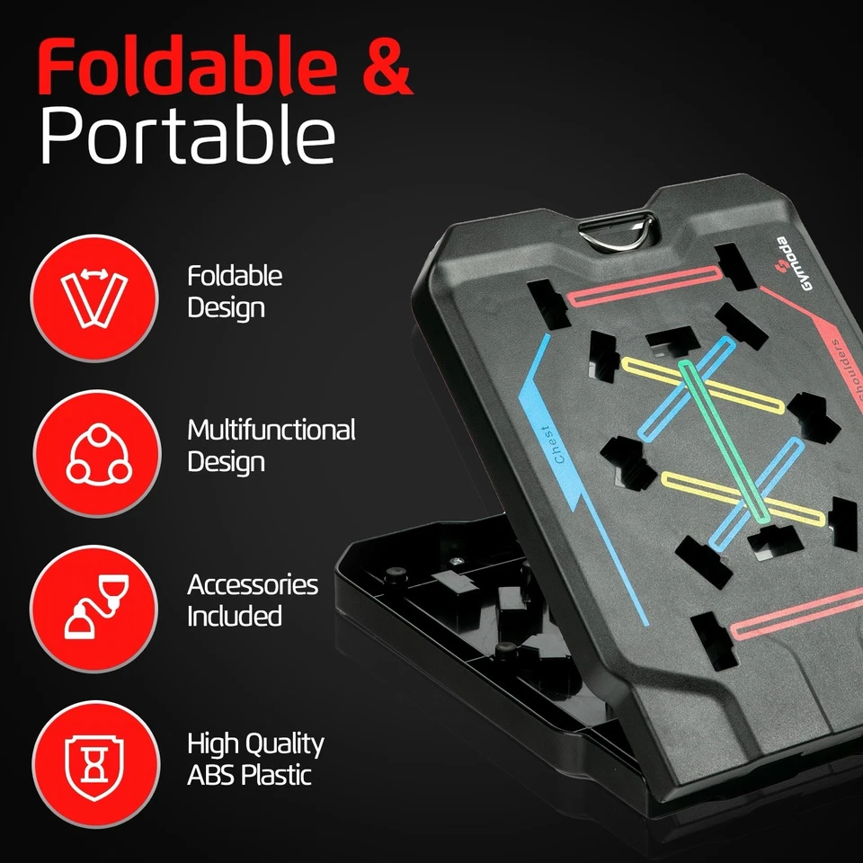 Tabla push up codificada por colores para brazos pecho hombros entrenamiento de cuerpo completo gimnasio en casa Foto 4 de 4