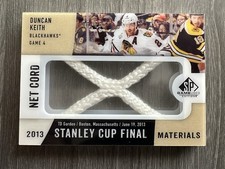 2013-14 SP Game Used Stanley Cup Finals Used Net Cord Duncan Keith Gm 4 - 03/25