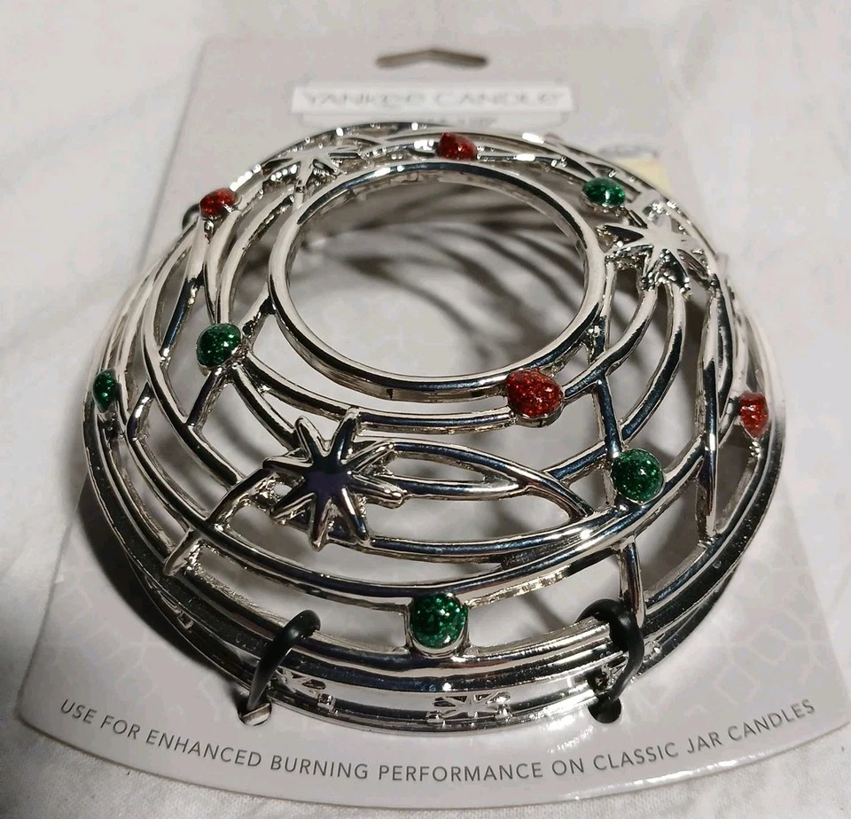 Yankee Candle Illuma-Tapa Candle Topper Christmas Stars Silver Metal 2016 Nuevo con etiquetas Foto 3 de 4