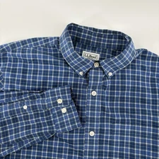 LL Bean Mens Blue Wrinkle-Free Kennebunk Sport Shirt, Traditional Fit SZ Med