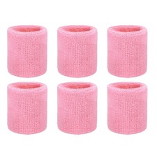 Wristbands Sweatbands, Wrist Bands 3x2.5In 6 Pack Pink