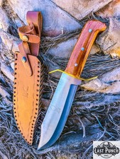 15" Full Tang Bowie Hunting Knife w/ Wood Handle Brass Clip Sheath