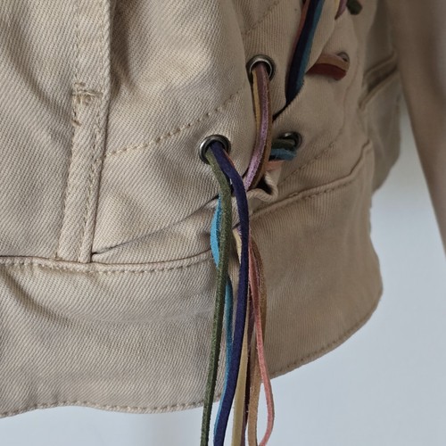 Peace Love World Beige Fransen Jeansjacke Größe L - Bild 6 von 11