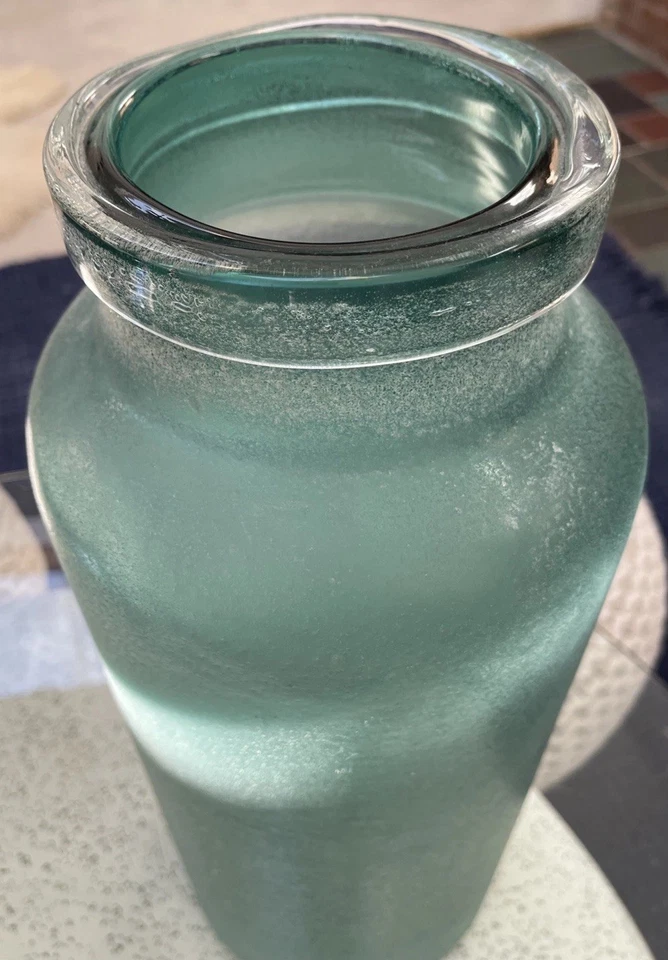 "Enorme jarrón decoración playa 19"" West Elm Waterscape verde aguamarina con textura" RARO Foto 4 de 4