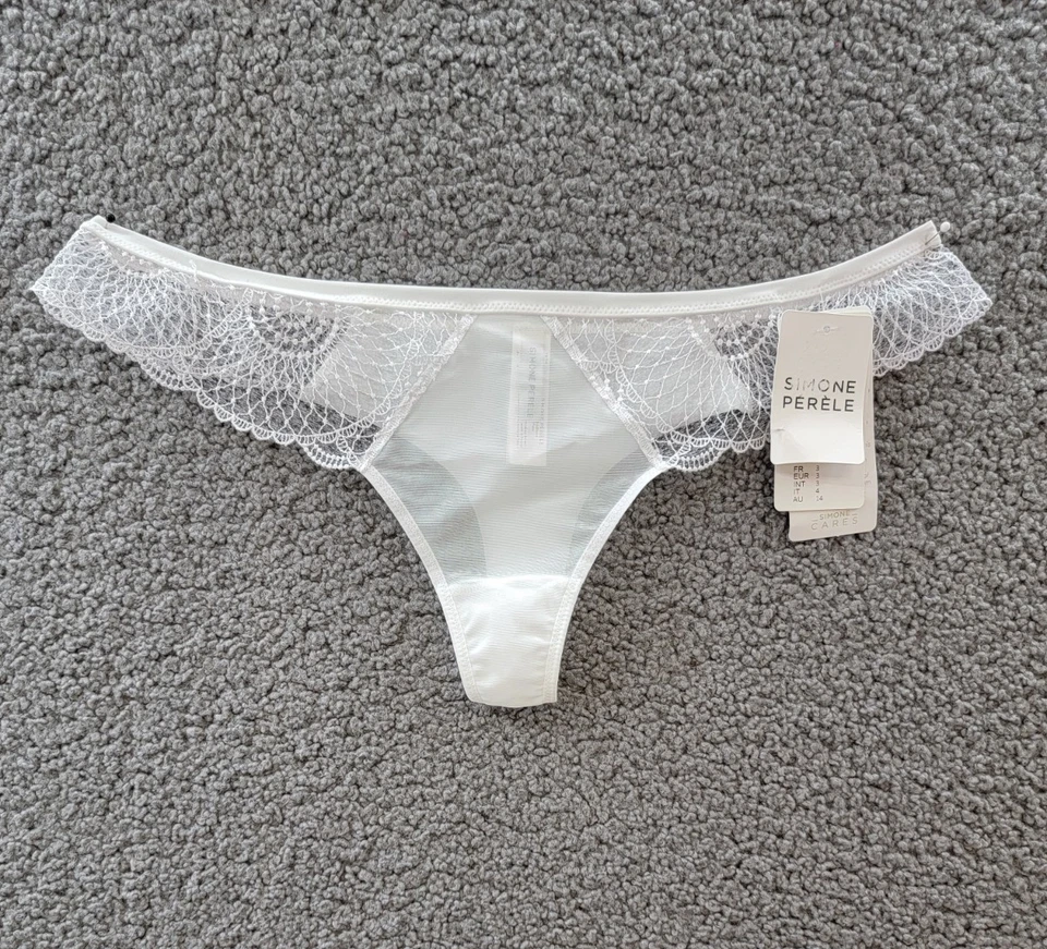 Panty Tanga Simone Perele Reflet Bordado Tul Para Mujer 3(M) Blanco Pull On Foto 2 de 4
