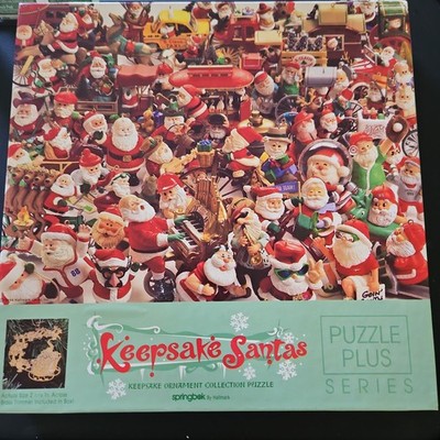Vintage Hallmark Ornament Springbok Jigsaw Puzzle Keepsake Santas 500 Pc. Comple
